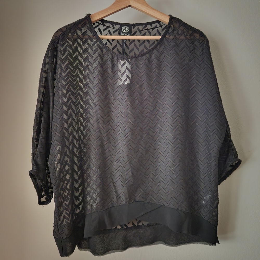 Bobeau | NWT Sheer Black Patterned Blouse Size small